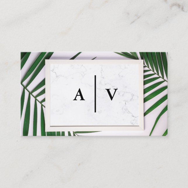 Monogramm | Hintergrund der Blätter Visitenkarte (Vorderseite)