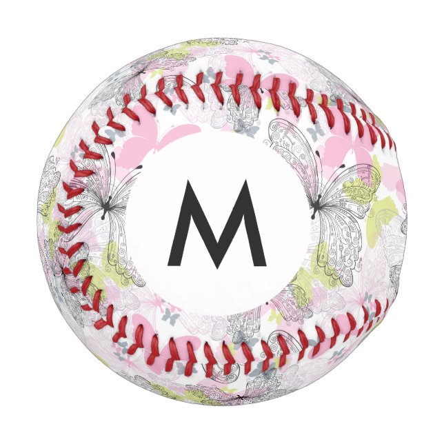 Monogramm Hintergrund mit Schmetterling Baseball (Vorderseite Links)