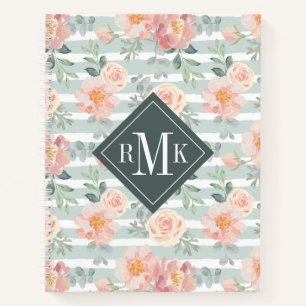 Monogramm hinzufügen Alicia Rose Streifenmuster Notizbuch