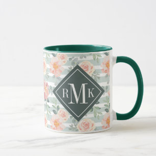 Monogramm hinzufügen Alicia Rose Streifenmuster Tasse