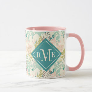 Monogramm hinzufügen  Modernes Blumenmuster Tasse