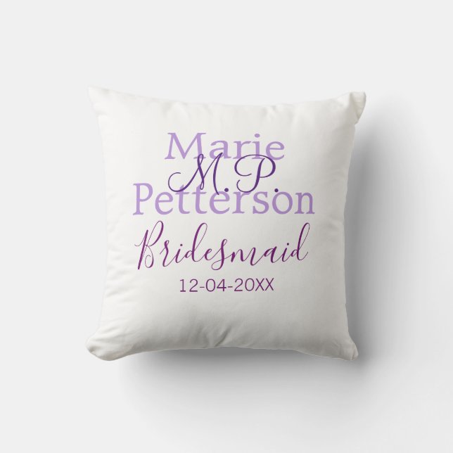 Monogramm hinzufügen Name Brief Brautjungfrauen Kissen (Vorderseite)