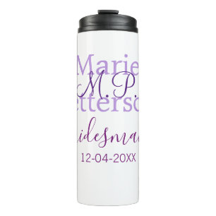 Monogramm hinzufügen Name Brief Brautjungfrauen Thermosbecher