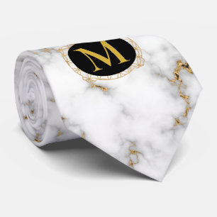 Monogramm-Hochzeit aus weißem Marmor, grau und gol Krawatte