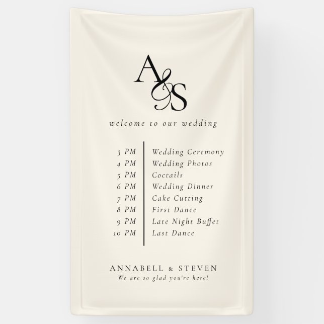 Monogramm, Hochzeit, Begrüßung und Reihenfolge der Banner (Vertikal)