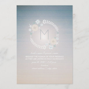 Monogramm-Hochzeit des Beach Sky Foto Einladung