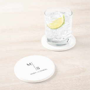 Monogramm Hochzeit Elegant Einfach Minimalistisch Getränkeuntersetzer