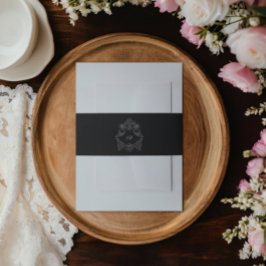 Monogramm-Hochzeit für Schwarz-Weiß-Wappen Einladungsbanderole