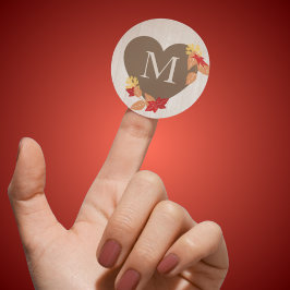 Monogramm-Hochzeit im Herbst- oder Brautparty-Aufk Runder Aufkleber