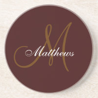 Monogramm Hochzeit Jubiläums-Untersetzer Braun