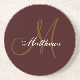Monogramm Hochzeit Jubiläums-Untersetzer Braun Sandstein Untersetzer