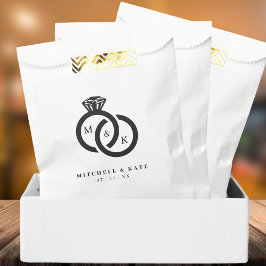Monogramm-Hochzeit mit weißem und schwarzem Diaman Geschenktütchen