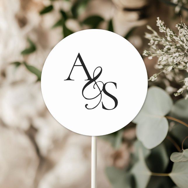 Monogramm, Hochzeit Runder Aufkleber (Personalized, Elegant, Classic, Monogram, Wedding Sticker.)