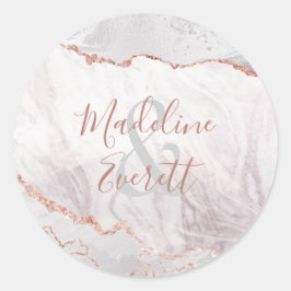 Monogramm-Hochzeit von White & Rose Runder Aufkleber