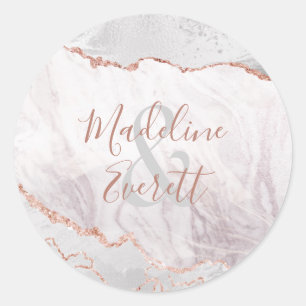 Monogramm-Hochzeit von White & Rose Runder Aufkleber
