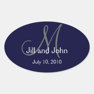 Monogramm Hochzeit Wein Etikett Aufkleber Navy