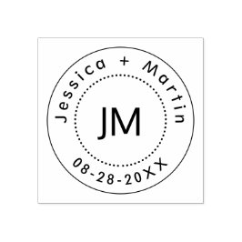 Monogramm-Hochzeitlogo mit Namen und Datum des Paa Gummistempel