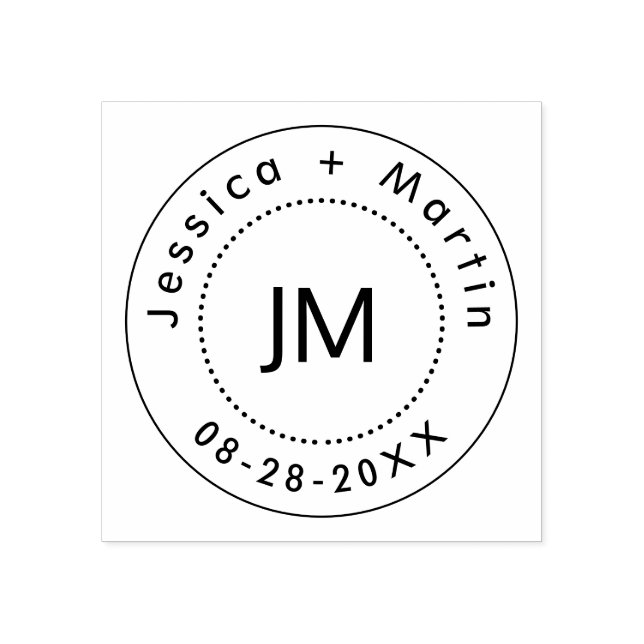 Monogramm-Hochzeitlogo mit Namen und Datum des Paa Gummistempel (Prägung)