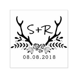 Monogramm-Hochzeits-Briefmarke, Save the Date Permastempel