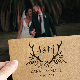 Monogramm-Hochzeits-Briefmarke, Save the Date selb Permastempel