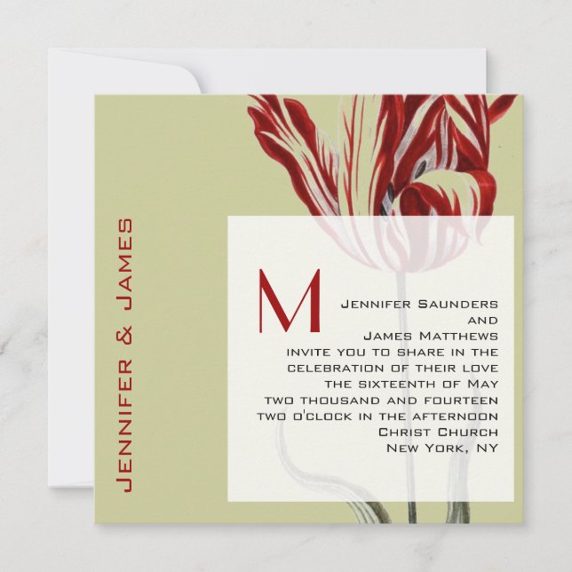 Monogramm Hochzeitseinladungen Moderne Tulip Einladung (Vorderseite)