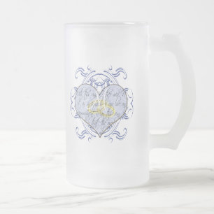 Monogramm-Hochzeitsgelübde-Herz Mattglas Bierglas