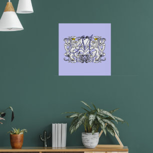 Monogramm-Hochzeitsgelübde-Herz Poster