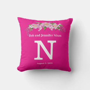 Monogramm Hochzeitskissen mit rosa Blume Kissen