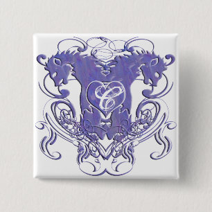 Monogramm-Hochzeitsknöpfe Löwen Swirls 4 Köpfe Button
