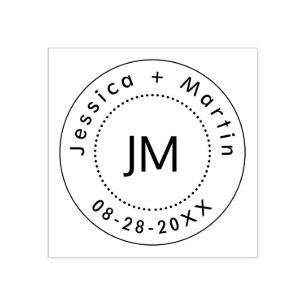 Monogramm Hochzeitslogo mit Paarnamen und Datum Gummistempel
