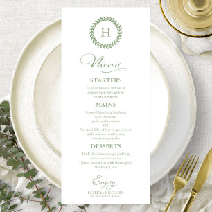 Monogramm Hochzeitsmenükarten Green Sage Menükarte