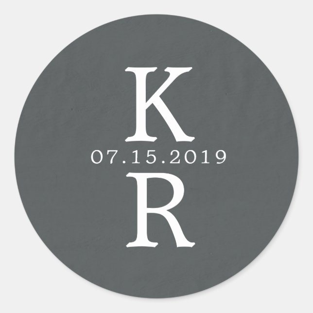 Monogramm Hochzeitsmonogramm Runder Aufkleber (Vorderseite)