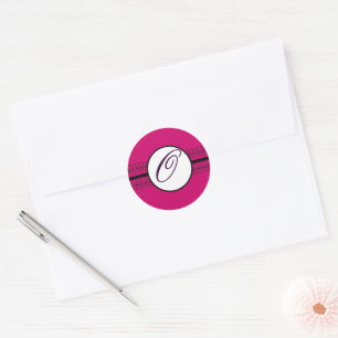 Monogramm-Hochzeitsränder Deep Rasberry Runder Aufkleber