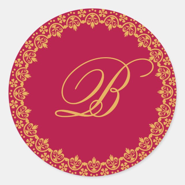 monogramm Hochzeitssemble Runder Aufkleber (Vorderseite)