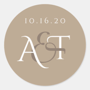 Monogramm-Hochzeitsstift Runder Aufkleber