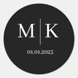 Monogramm-Hochzeitstempel | Veranstaltungshinweise Runder Aufkleber