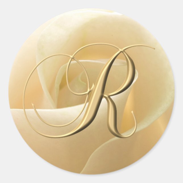 Monogramm-Hochzeitsticker - Buchstabe R Runder Aufkleber (Vorderseite)