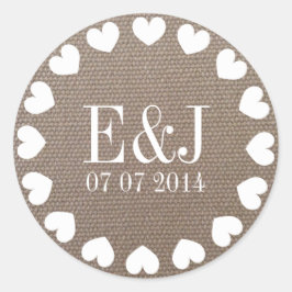 Monogramm-Hochzeitsticker | Einbruchtextur Runder Aufkleber