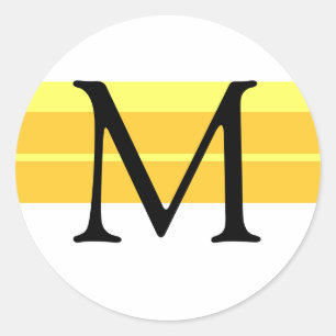 Monogramm Hochzeitsticker Gelb Runder Aufkleber