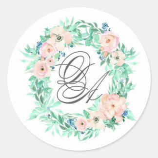 Monogramm-Hochzeitsticker Runder Aufkleber