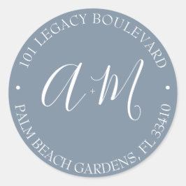 Monogramm-Hochzeitstil-Rücksendeadresse Runder Aufkleber