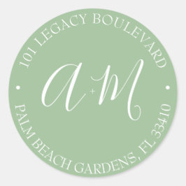 Monogramm-Hochzeitstil-Rücksendeadresse Runder Aufkleber