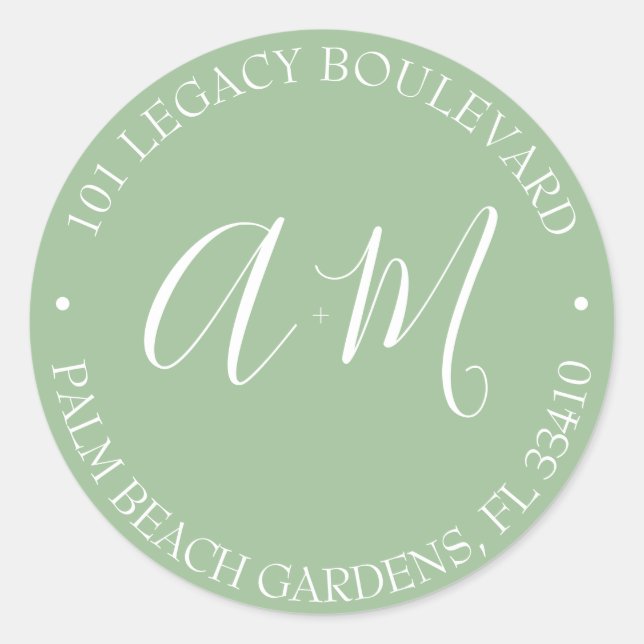 Monogramm-Hochzeitstil-Rücksendeadresse Runder Aufkleber (Vorderseite)