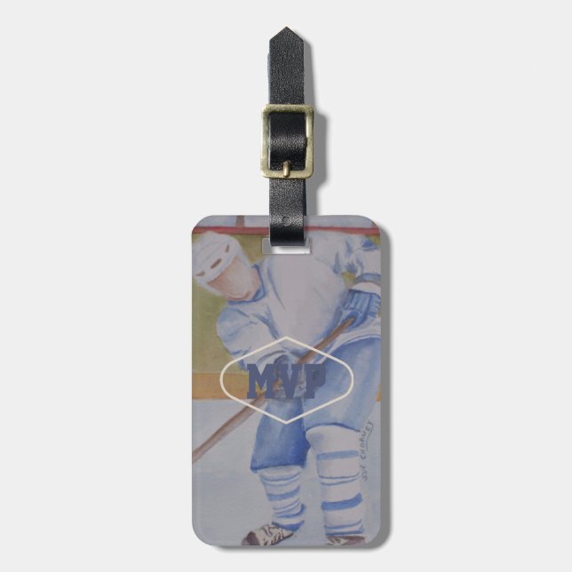 MONOGRAMM-HOCKEY-SPIELER GEPÄCKANHÄNGER (Vorderseite vertikal)