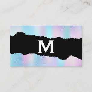 Monogramm Holografischer Gradient Zerrissener Visitenkarte
