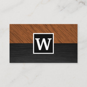 Monogramm Holz - Metallgewebe Visitenkarte