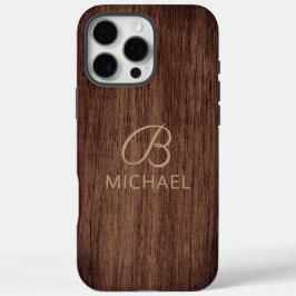 Monogramm Holzkörner aus Holz Personalisierter Nam iPhone 16 Pro Max Hülle