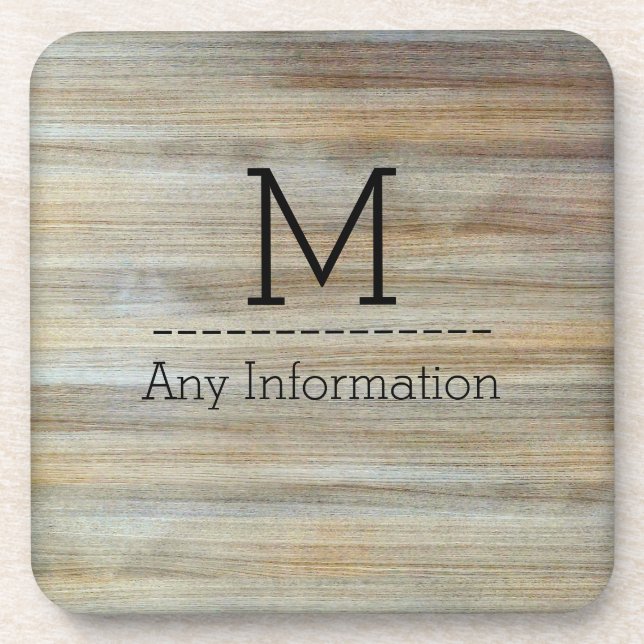 Monogramm Holzkörner-Textur #2 Getränkeuntersetzer (Vorderseite)