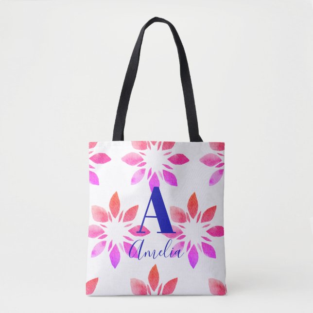Monogramm Hot Pink Aquarell Retorale Tasche (Vorderseite)