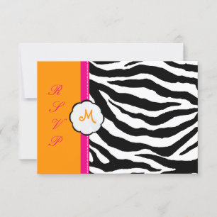 Monogramm/Hot Rosa/Orange/Zebra-UAWG RSVP Karte